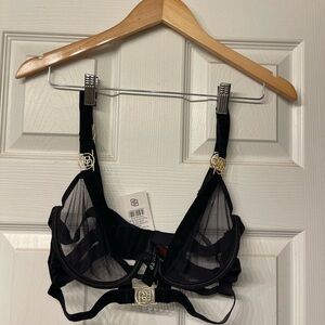 Bluebella Black Sheer Bra with Gold Accents